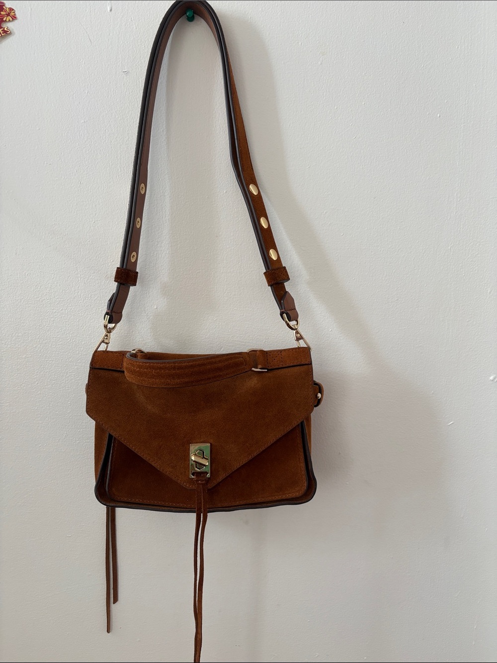 Rebecca Minkoff leather Suede Envelope Crossbody Bag in Brown